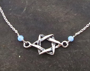 Star of David sterling silver bracelet with Opal beads
