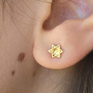 14k gold Star of david stud earrings, Solid gold stud earrings