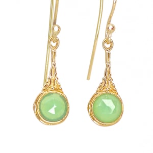 Jade gold dangle earrings
