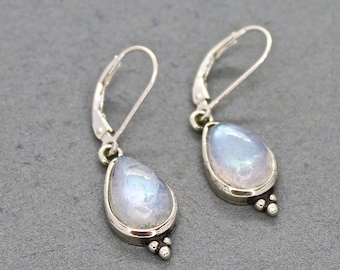 Moonstone teardrop sterling Silver dangle earring for woman