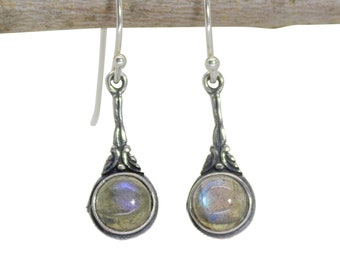 Labradorite earrings, Sterling silver 925 dangle stone earrings