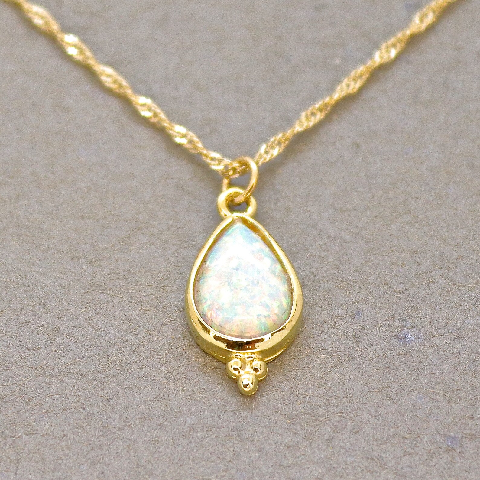 Opal Drop Necklace Gold Opal Necklace Elegant Drop Gold Etsy