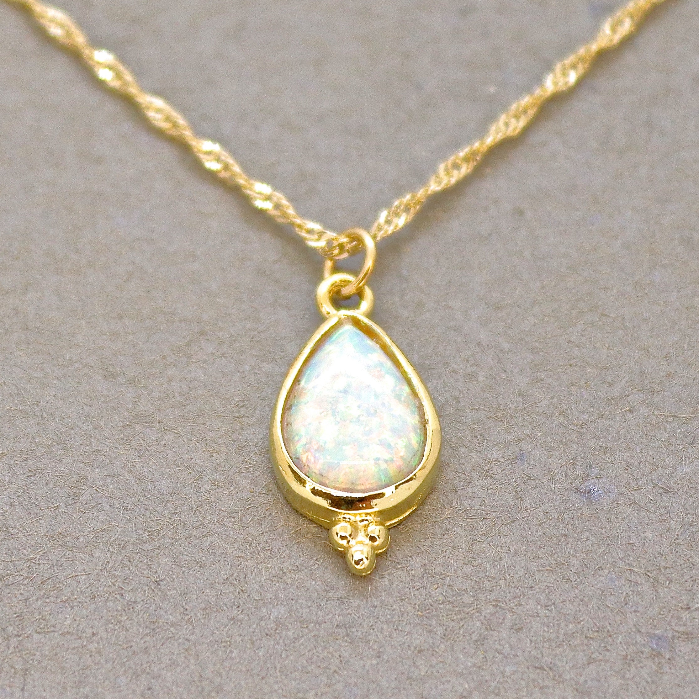 Opal drop Necklace Gold Opal necklace Elegant drop gold | Etsy