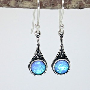 Opal sterling silver 925 dangle earrings, Victorian earrings