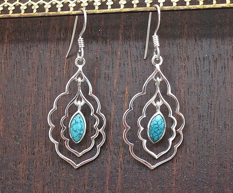Stone Earrings Turquoise dangle earrings Teardrop Earrings Earrings for women Boho earrings Silver Turquoise Earring Statement earring