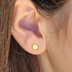 Simple round 14k gold stud earrings, Solid gold stud earrings