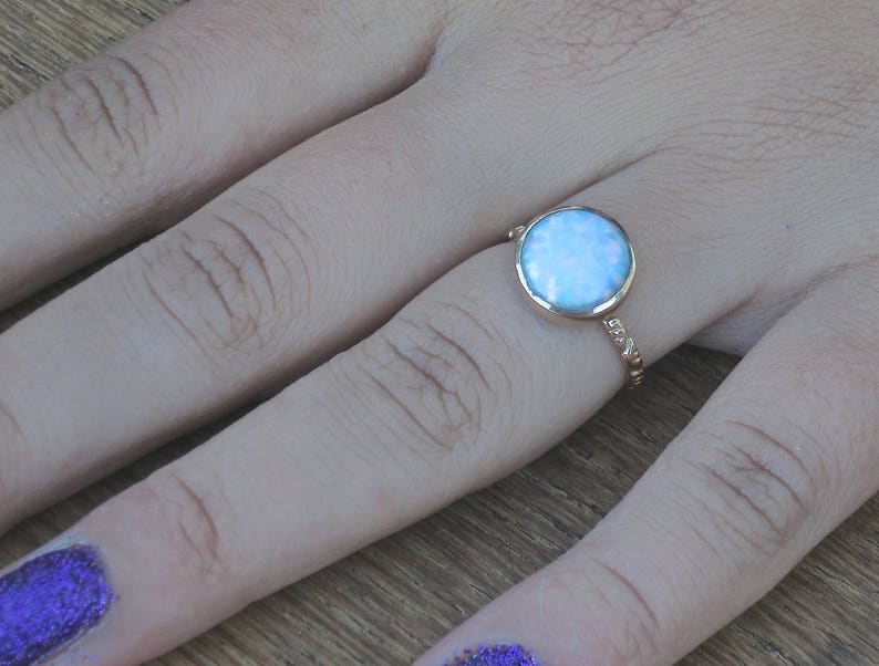 Opal Ring Stackable ring Women ring Simple ring Stone Ring Opal Gold Ring Big stone rings Boho ring Blue Opal Ring Everyday ring
