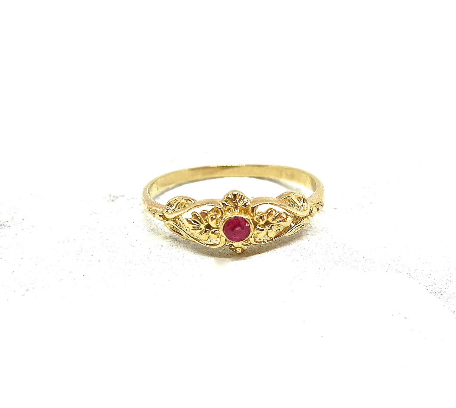 Solid 14k Gold Ring Ruby Gold Ring Rings for Women | Etsy