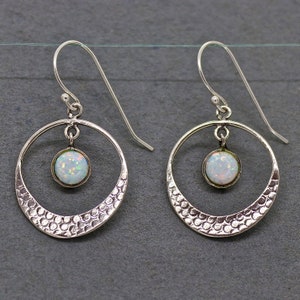 Opal silver earrings, Handmade dangle earrings image 6