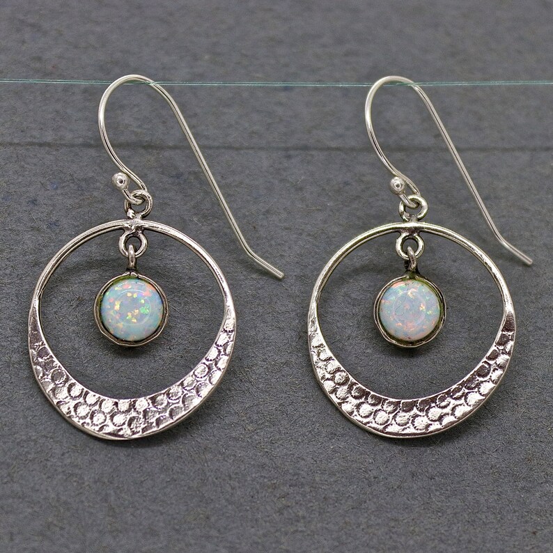 Opal silver earrings, Handmade dangle earrings image 6