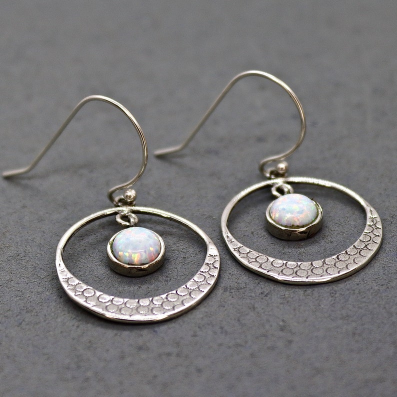 Opal silver earrings, Handmade dangle earrings image 3