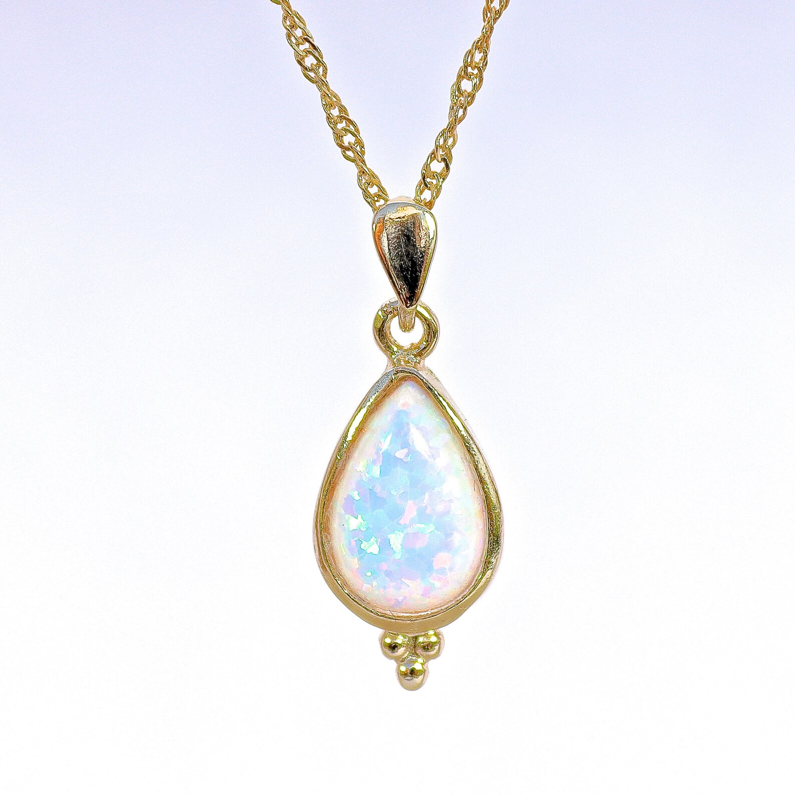 Opal Drop Necklace Gold Opal Necklace Elegant Drop Gold Etsy