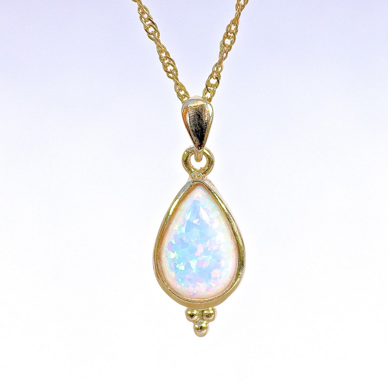 Opal Drop Necklace Gold Opal Necklace Elegant Drop Gold - Etsy