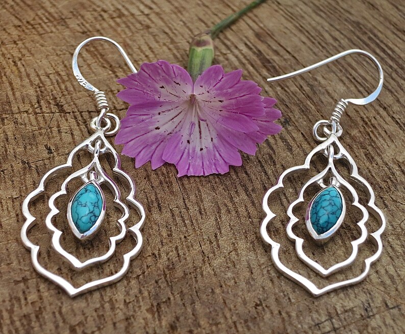 Stone Earrings Turquoise dangle earrings Teardrop Earrings Earrings for women Boho earrings Silver Turquoise Earring Statement earring