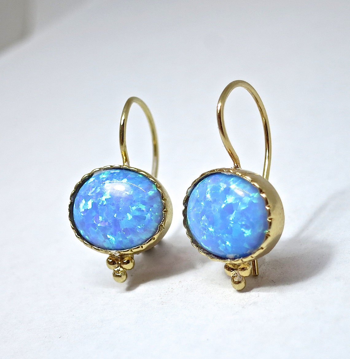 Opal Earrings Opal Gold Earrings Opal Drop Earrings Boho Etsy