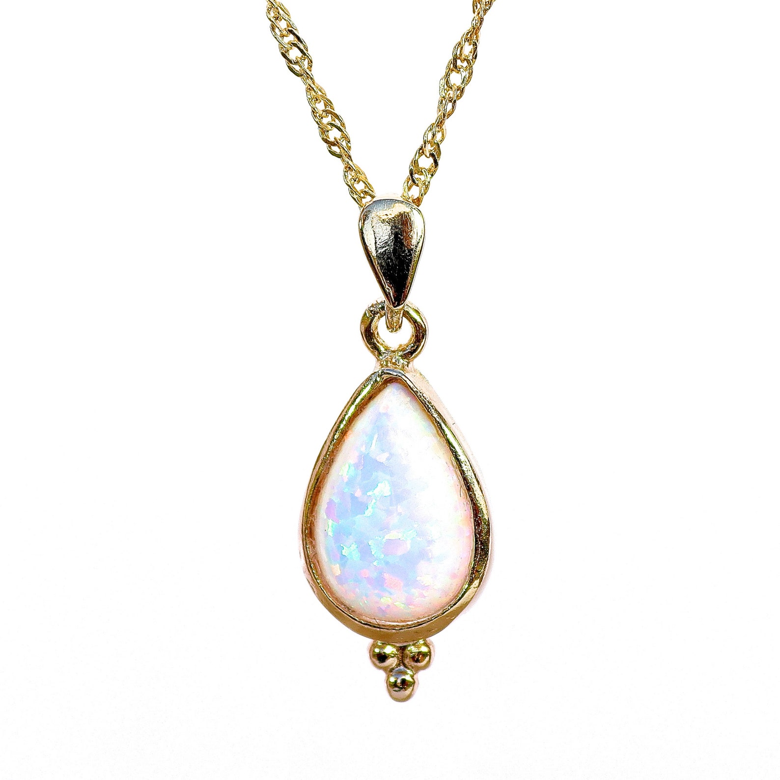 Opal Drop Necklace Gold Opal Necklace Elegant Drop Gold Etsy