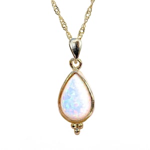 Opal Drop Necklace, Gold Opal Necklace, Elegant Drop Gold Pendant ...
