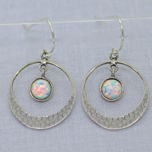 Opal silver earrings, Handmade dangle earrings image 5