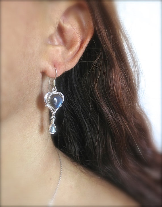 Labradorite Earrings Drop Earrings Stone Earrings Long | Etsy