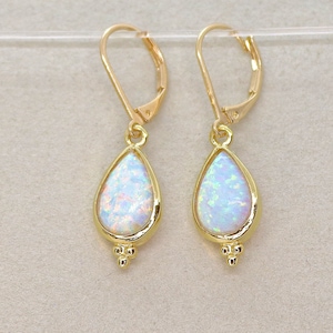 Gold Opal Teardrop Dangle Earring for Woman, Vintage Earrings, Boho ...