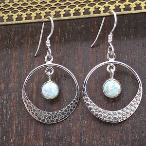 Opal silver earrings, Handmade dangle earrings image 8