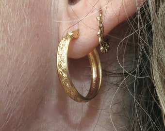 Gold braided hoop earrings for women, Vintage style hoop earrings, Circle hoops, Everyday earrings, Classic hoop earrings