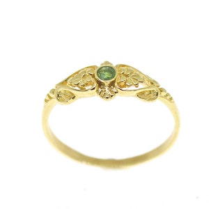 14k gold Emerald ring band, Solid 14k gold ring victorian style