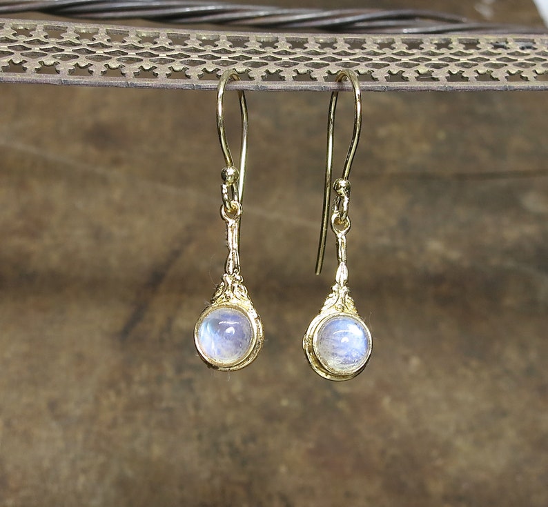 Gold Moonstone Dangle Earrings Moonstone Earrings Gold Etsy