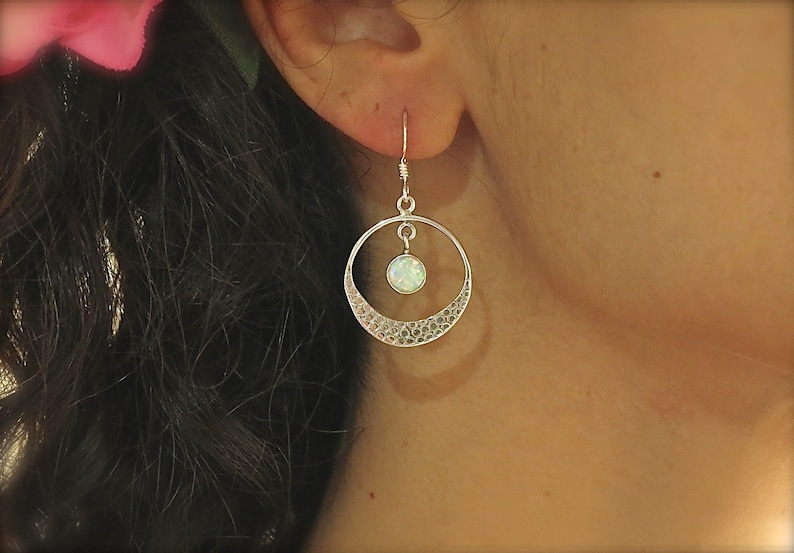 Opal silver earrings, Handmade dangle earrings image 10