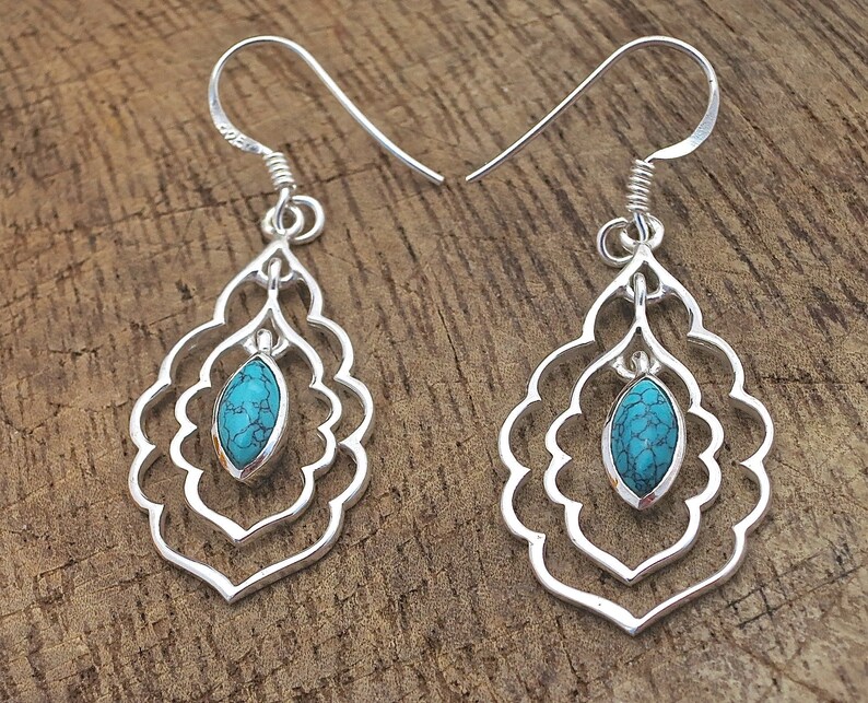 Stone Earrings Turquoise dangle earrings Teardrop Earrings Earrings for women Boho earrings Silver Turquoise Earring Statement earring