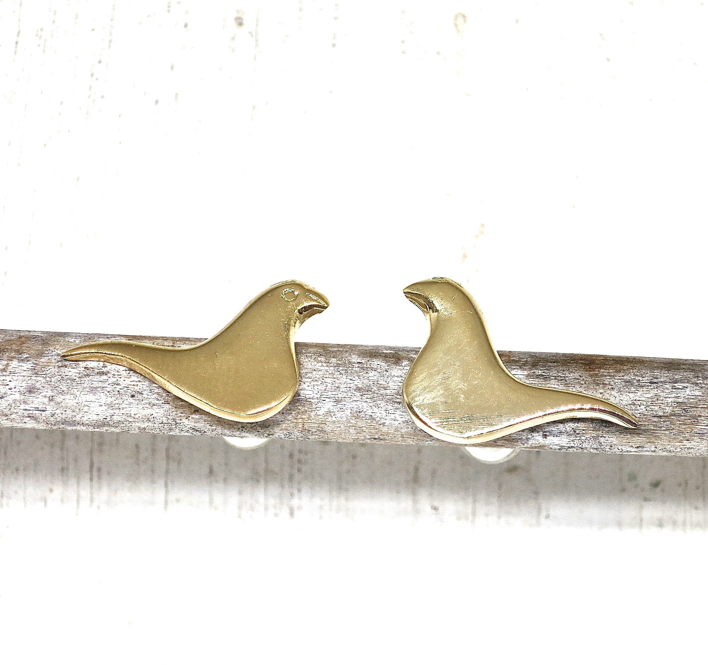 Gold stud bird earrings Big bird post earrings Gold stud | Etsy