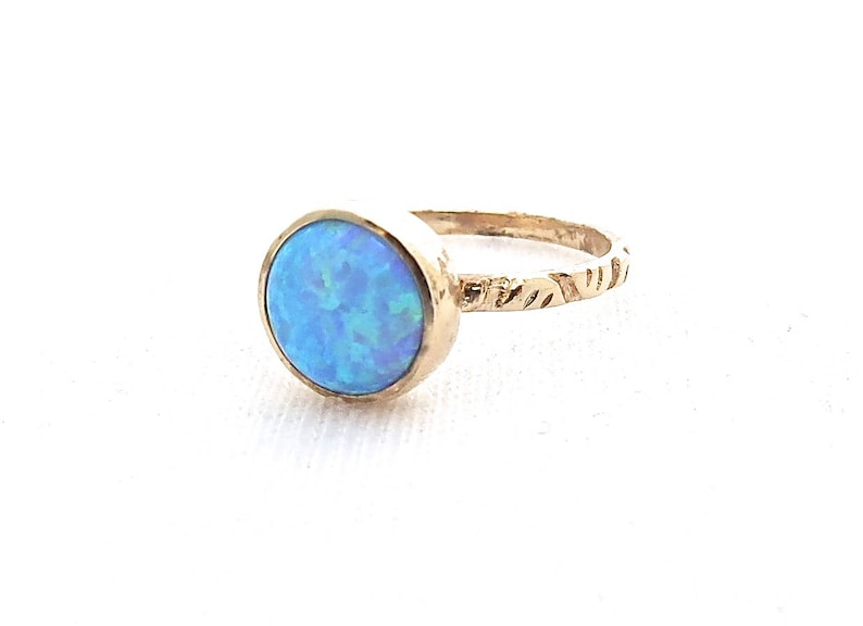 Opal Ring Stackable ring Women ring Simple ring Stone Ring Opal Gold Ring Big stone rings Boho ring Blue Opal Ring Everyday ring
