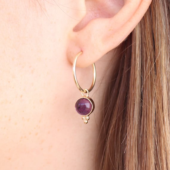Amethyst on sale hoop earrings