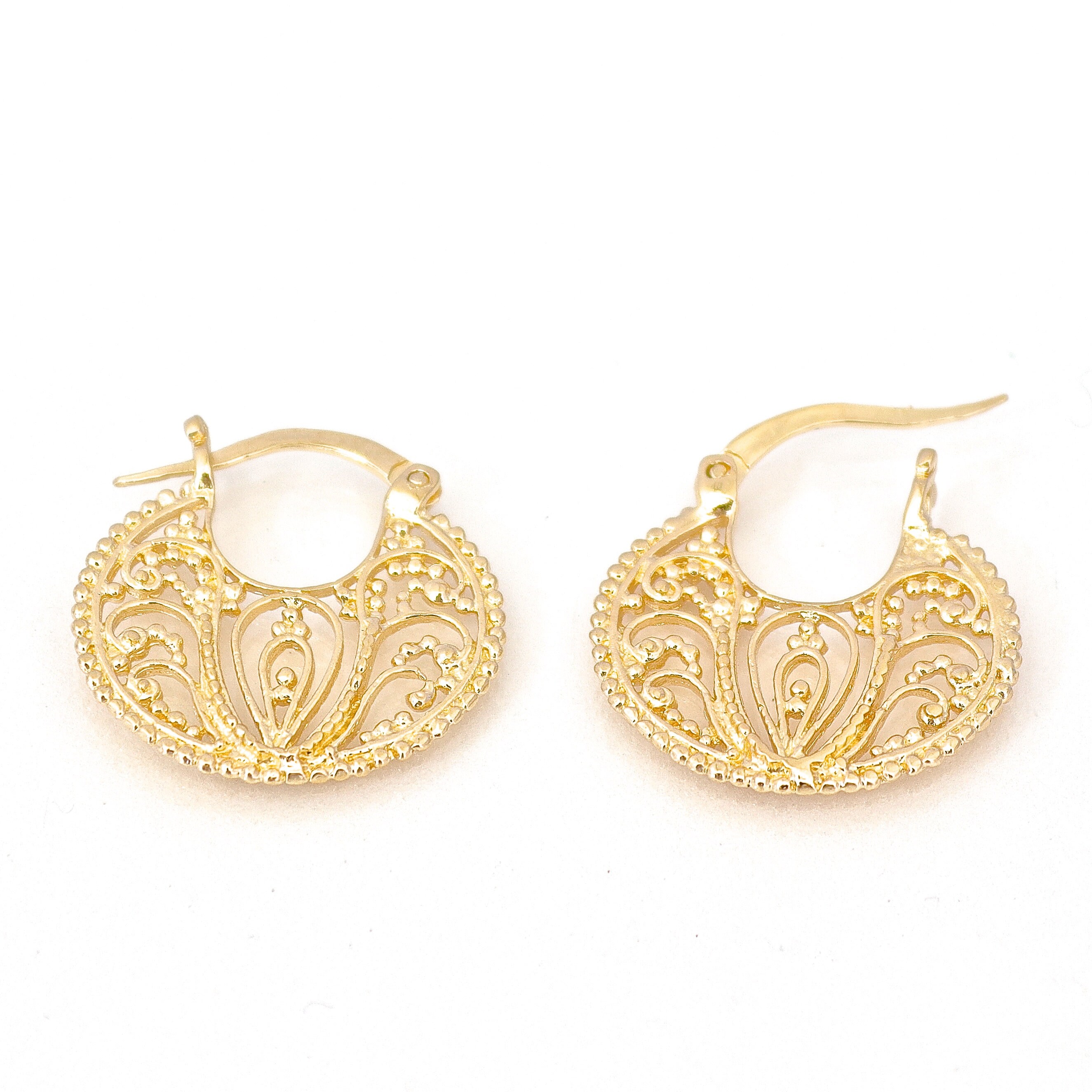 Gold Filigree Hoop Earrings Etsy Singapore
