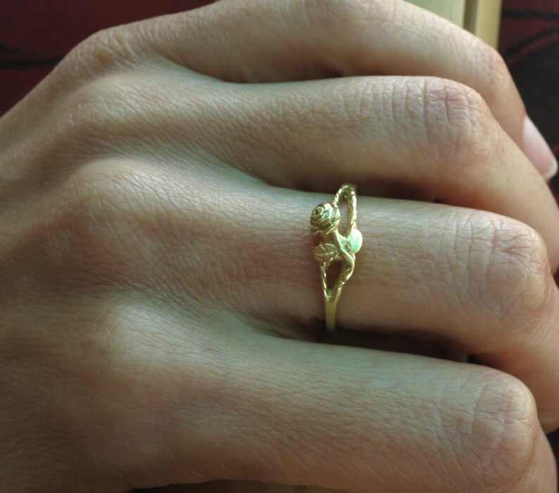 14K gold Rose Ring Delicate Ring Bohemian Jewelry Gold Ring Solid Gold Flower Ring,Rings for Women Boho Ring Unique Rings Womens Ring