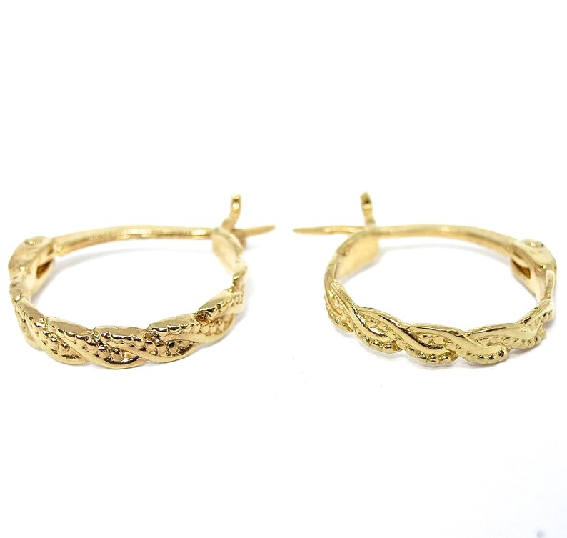 Small 14K Gold Hoop Earrings Twisted Hoop Earrings Solid Etsy