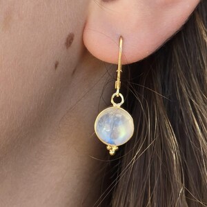 Solid 14k Gold Moonstone dangle Earrings