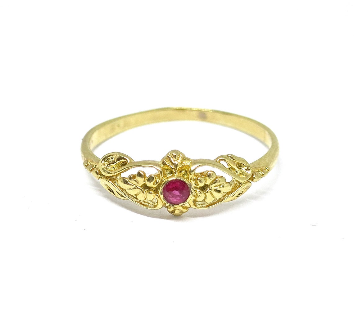 Solid 14k Gold Ring Ruby Gold Ring Rings for Women | Etsy