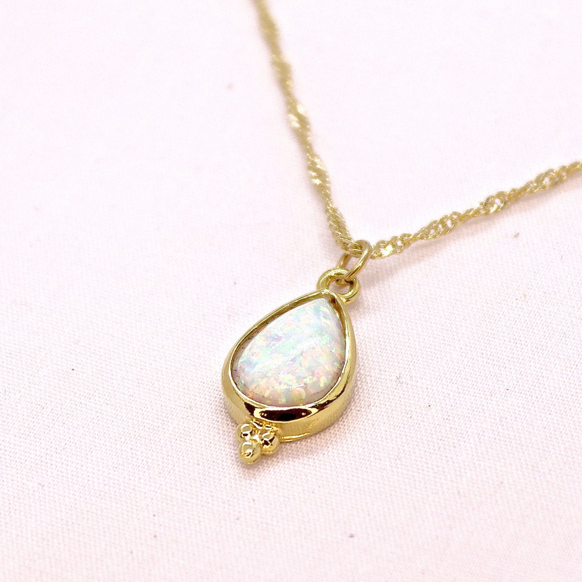 Opal drop Necklace Gold Opal necklace Elegant drop gold Etsy