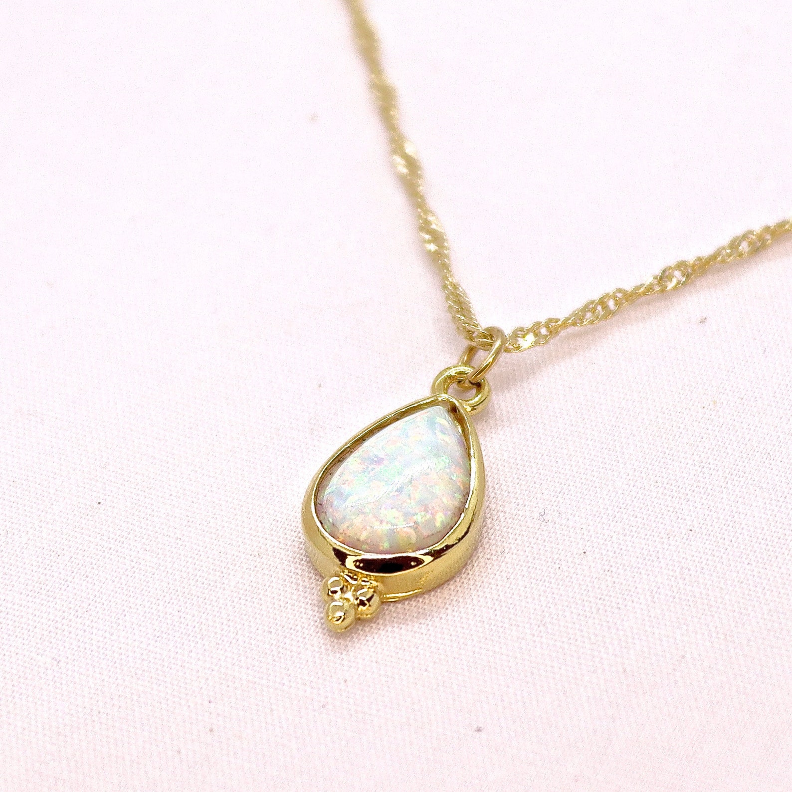 Opal drop Necklace Gold Opal necklace Elegant drop gold | Etsy