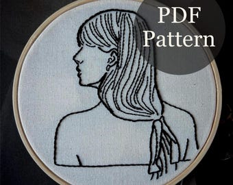 The Tortured Poets Department Inspired Silhouette Hand Embroidery PDF Pattern | DIY Hand Embroidery Pattern | Digital PDF