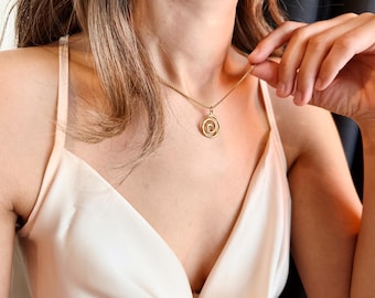 Spiral Necklace, Gold Pendant, Minimalist & Dainty Style Symbol Jewelry