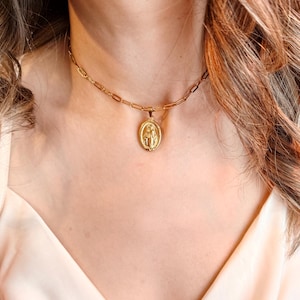 Virgin Mary Necklace, Double-Sided Miraculous Medallion, Personalized Gold Chains