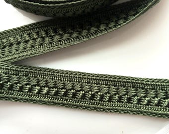 Avocado green Moroccan art silk trim, medium,  raised pattern, authentic sfifa textured trim  5 metres