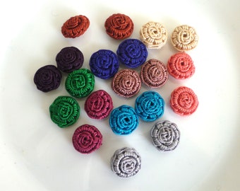 Mixed colours Moroccan art silk  beads/buttons, handmade, round set of 20