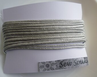 Silver grey Moroccan Soutache or cord, 3mm, art silk, 5 metres