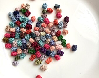 Moroccan art silk  beads/buttons, handmade, mini fiber buttons, muticoloured , set of 100