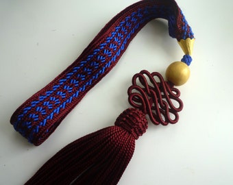 Dark red Moroccan decorative tassel, art silk.