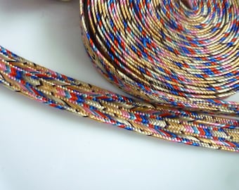 Golden multicoloured Moroccan art silk trim, medium,  5 metres