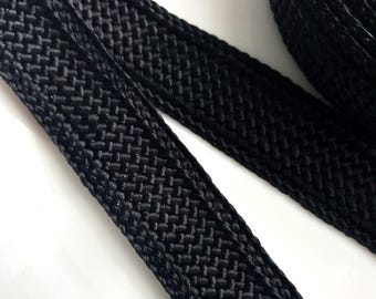 5 metres black art silk wide flat Trim, Moroccan Sfifa
